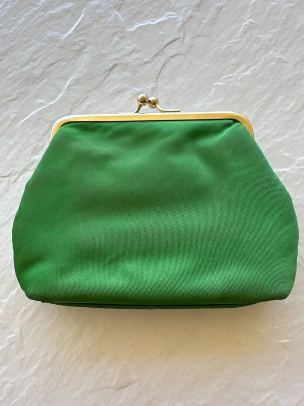 VTG Dooney & Bourke Green Nylon Kiss Lock Coin Purse Cosmetic Pouch